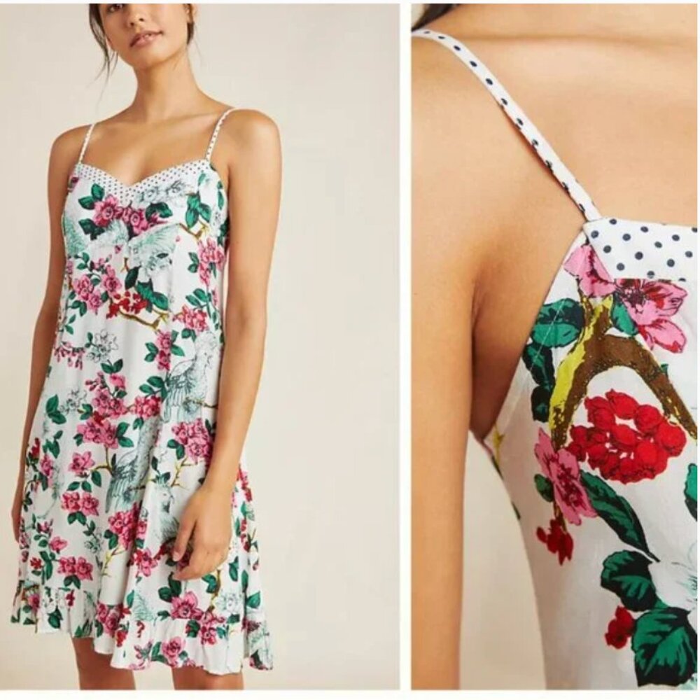 ⭐️ Layla Sleep Bird Floral Flower Chic Glam Girly Ruffle Classy Comfy Mini Dress